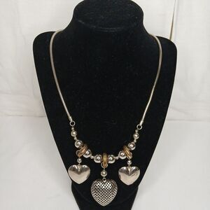 Dauplaise Jewelry Two Tone Heart Statement Necklace 11" Sophisticated Glam